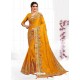 Mustard Astonishing Party Wear Pure Satin Wedding Sari