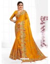 Mustard Astonishing Party Wear Pure Satin Wedding Sari