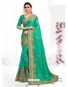 Jade Green Astonishing Party Wear Pure Satin Wedding Sari