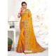 Yellow Astonishing Party Wear Pure Satin Wedding Sari