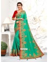 Jade Green Astonishing Party Wear Pure Satin Wedding Sari