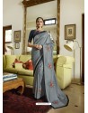Grey Mesmeric Designer Traditional Wear Silk Sari