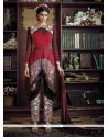 Fashionable Red Resham Work Georgette Designer Suit