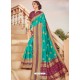 Aqua Mint Mesmeric Designer Classic Wear Silk Sari