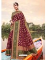 Deep Wine Mesmeric Designer Classic Wear Silk Sari