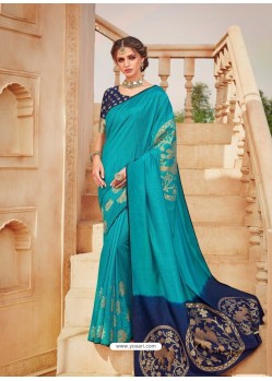 Blue Mesmeric Designer Classic Wear Silk Sari