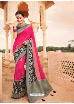 Fuchsia Mesmeric Designer Classic Wear Silk Sari