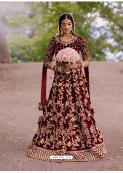 Maroon Gorgeous Designer Heavy Wedding Wear Lehenga
