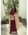 Maroon Designer Party Wear Soft Silk Salwar Suit