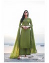 Green Designer Party Wear Cotton Silk Salwar Suit
