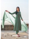 Grayish Green Designer Party Wear Cotton Silk Salwar Suit