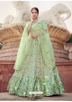Green Scintillating Designer Heavy Wedding Wear Lehenga