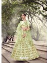 Green Scintillating Designer Heavy Wedding Wear Lehenga