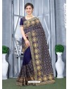 Dark Blue Mesmeric Designer Classic Wear Silk Sari