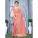 Light Red Mesmeric Designer Classic Wear Silk Sari
