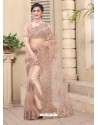 Light Beige Mesmeric Designer Party Wear Net Sari