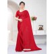 Red Fabulous Designer Party Wear Satin Sari