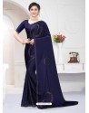Navy Blue Fabulous Designer Party Wear Satin Sari
