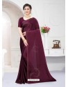 Deep Wine Fabulous Designer Party Wear Satin Sari