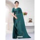 Teal Fabulous Designer Party Wear Satin Sari