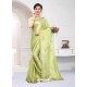 Green Fabulous Designer Party Wear Satin Sari