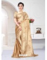Beige Fabulous Designer Party Wear Satin Sari