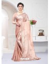 Light Beige Fabulous Designer Party Wear Satin Sari