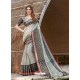 Light Grey Mesmeric Designer Classic Wear Linen Sari