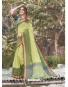 Green Mesmeric Designer Classic Wear Linen Sari