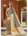 Blue Latest Designer Party Wear Silk Sari