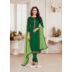 Dark Green Designer Jam Silk Cotton Churidar Salwar Suit