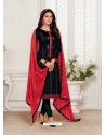 Black Designer Jam Silk Cotton Churidar Salwar Suit