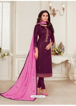 Purple Designer Jam Silk Cotton Churidar Salwar Suit