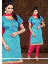 Dazzling Lace Work Chanderi Cotton Churidar Designer Suit