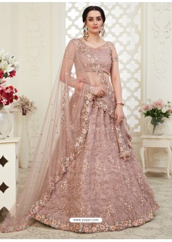 Dusty Pink Scintillating Designer Heavy Wedding Wear Lehenga