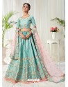Sky Blue Scintillating Designer Heavy Wedding Wear Lehenga