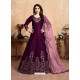 Purple Stunning Heavy Designer Art Silk Party Wear Anarkali Suit
