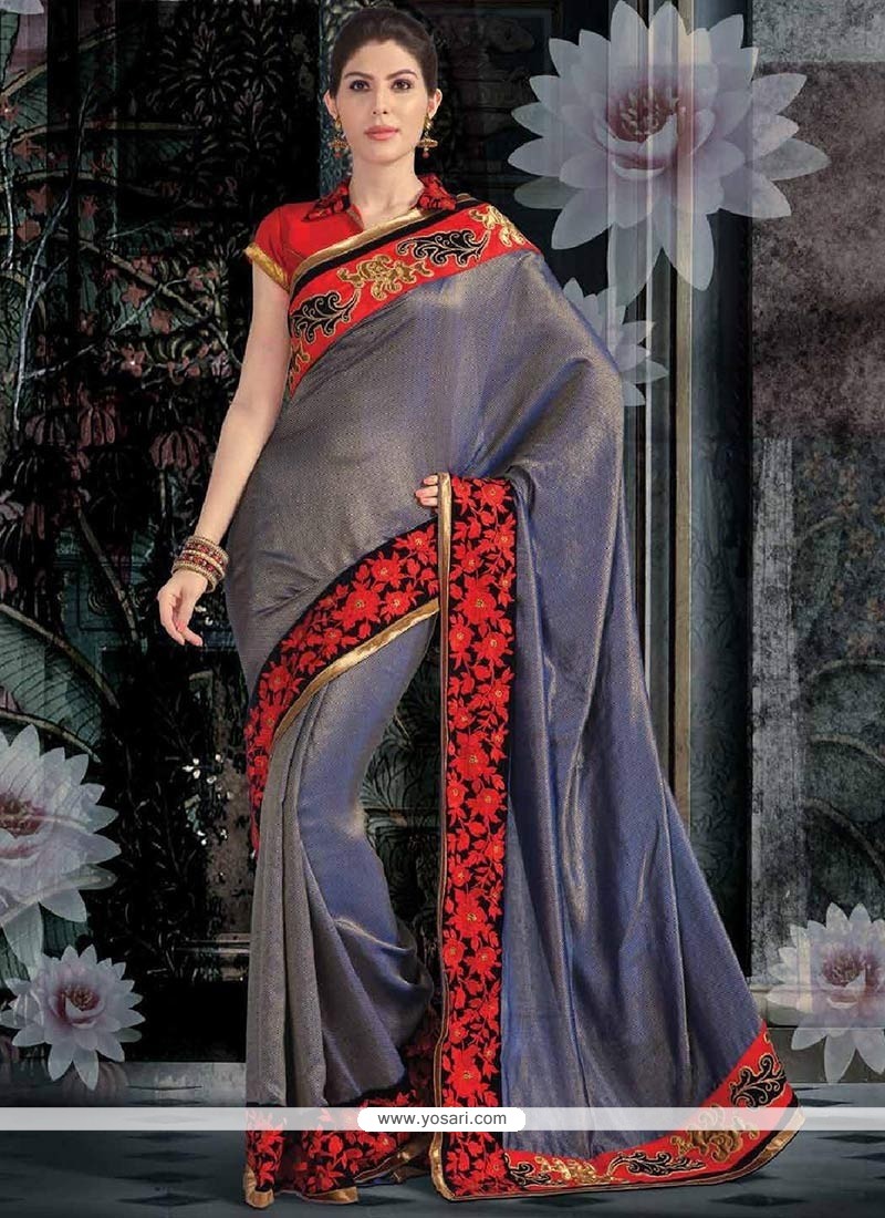 Mesmeric Blue Shade Shimmer Georgette Saree