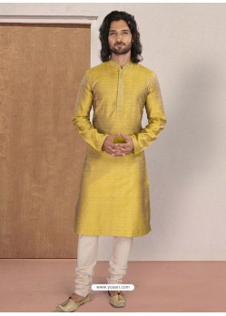 Yellow Designer Festive Wear Kurta Pajama For Men