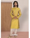 Yellow Designer Festive Wear Kurta Pajama For Men