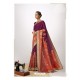Purple Latest Designer Party Wear Cotton Silk Sari