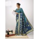 Blue Latest Designer Party Wear Cotton Silk Sari