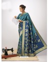 Blue Latest Designer Party Wear Cotton Silk Sari