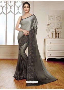 Silver Mesmeric Designer Classic Wear Satin Sari