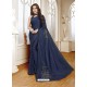 Dark Blue Mesmeric Designer Classic Wear Satin Sari
