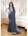 Aqua Grey Mesmeric Designer Classic Wear Satin Sari