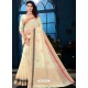 Off White Latest Designer Classic Wear Linen Sari