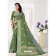 Green Latest Designer Classic Wear Linen Sari