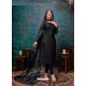 Black Designer Party Wear Net Straight Salwar Suit