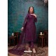 Purple Designer Party Wear Net Straight Salwar Suit
